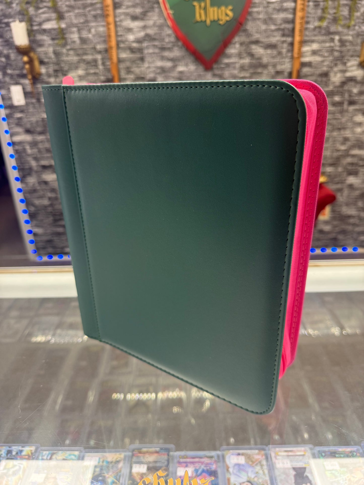 4-Pocket Top Loader Binder two toned *Hunter Green/Neon Pink