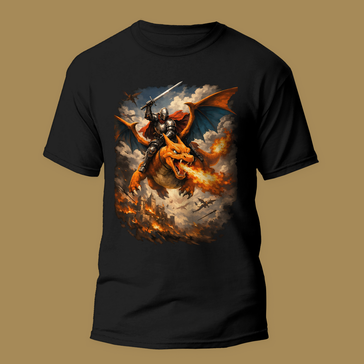 Knight of Fire – Charizard Dragon Rider Streetwear Graphic